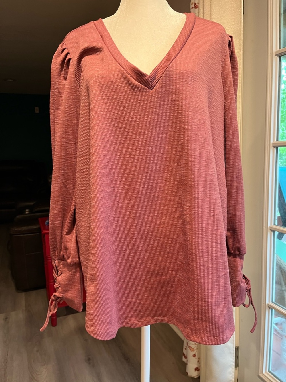 Jessica Simpson Rose V-Neck Long Sleeve Tie Cuff Blouse